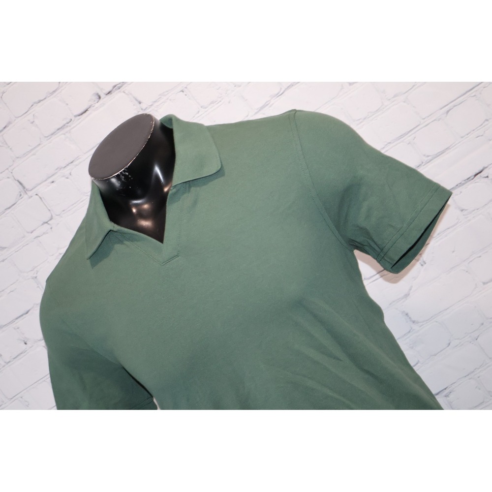 J.Crew Golf Polo Shirt Mens Medium Green Johnny Collar Short Sleeve Pique